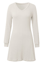 V - Neck Long Sleeve Textured Dress - TNT Dress Co.