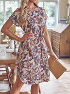 Printed Short Sleeve Casual Dress - TNT Dress Co.