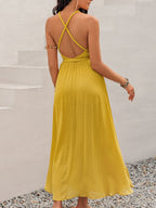 Swiss Dot Backless Sleeveless Long Dress - TNT Dress Co.