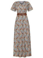 V - Neck Short Sleeve Maxi Dress - The Nicole - Tayan Dress Co.
