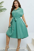 Honey Tie - Waist Button - Down Shirt Dress - TNT Dress Co.
