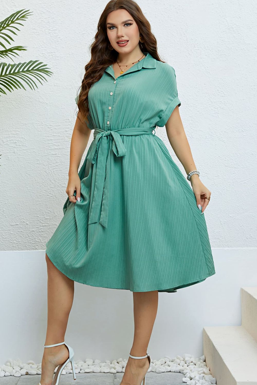 Honey Tie - Waist Button - Down Shirt Dress - TNT Dress Co.