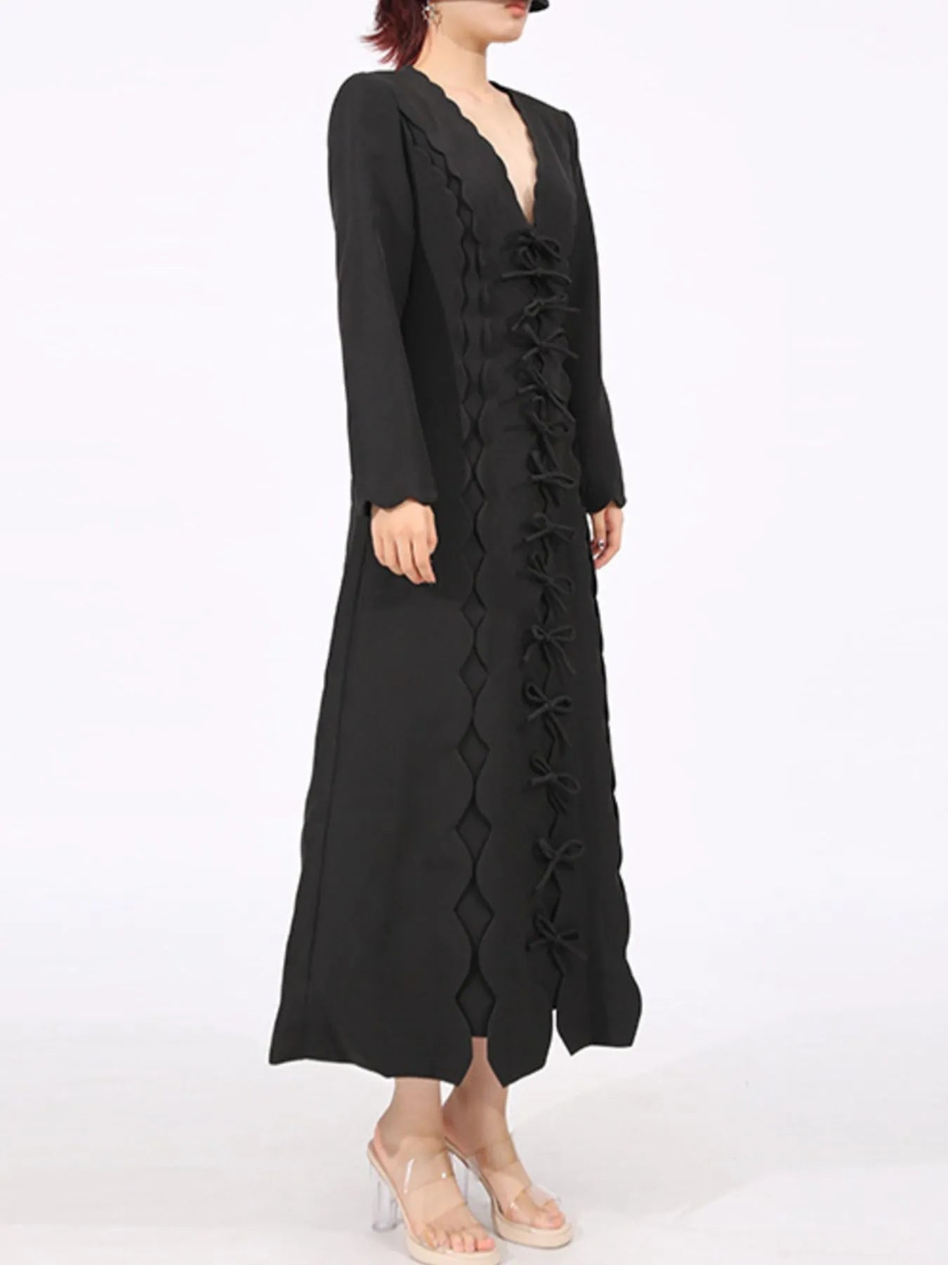 Long Sleeve Front Midi Dress - The Nicole - Tayan Dress Co.