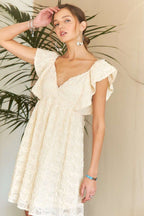 ADORA Tie Back V - Neck Ruffle Sleeve Dress - TNT Dress Co.