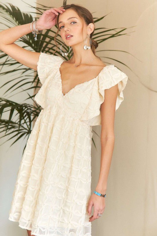 ADORA Tie Back V - Neck Ruffle Sleeve Dress - TNT Dress Co.