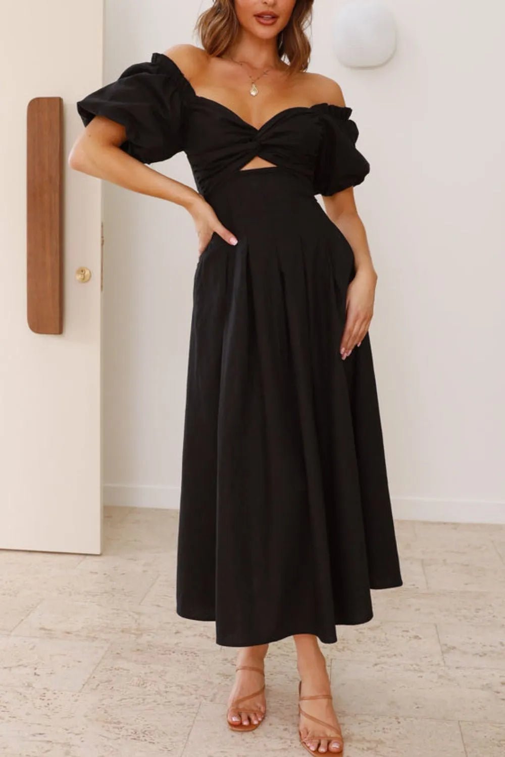 Sweetheart Neck Puff Sleeve Dress - TNT Dress Co.