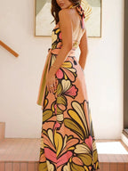Printed Halter Neck Maxi Cami Dress - TNT Dress Co.