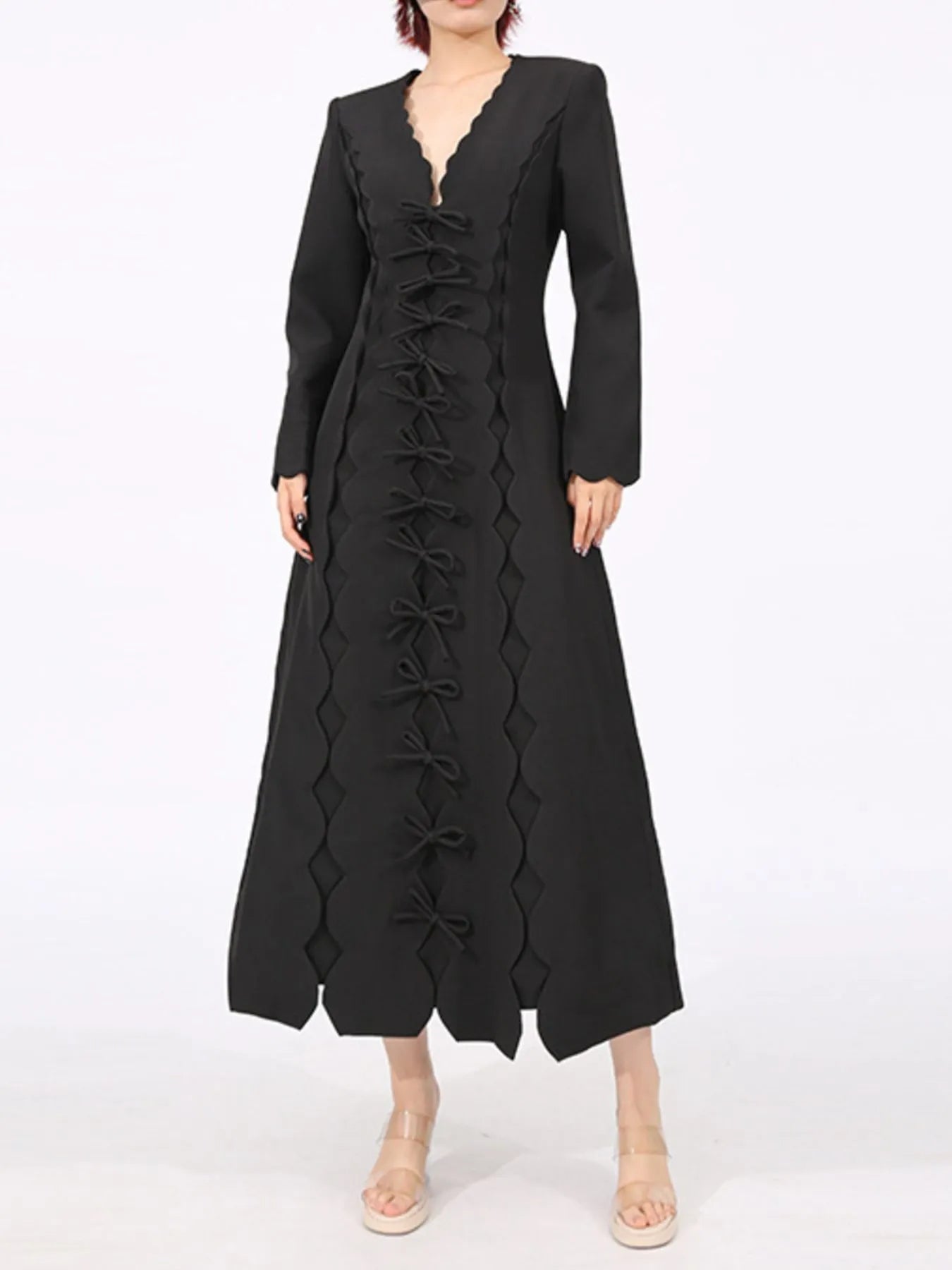 Long Sleeve Front Midi Dress - The Nicole - Tayan Dress Co.