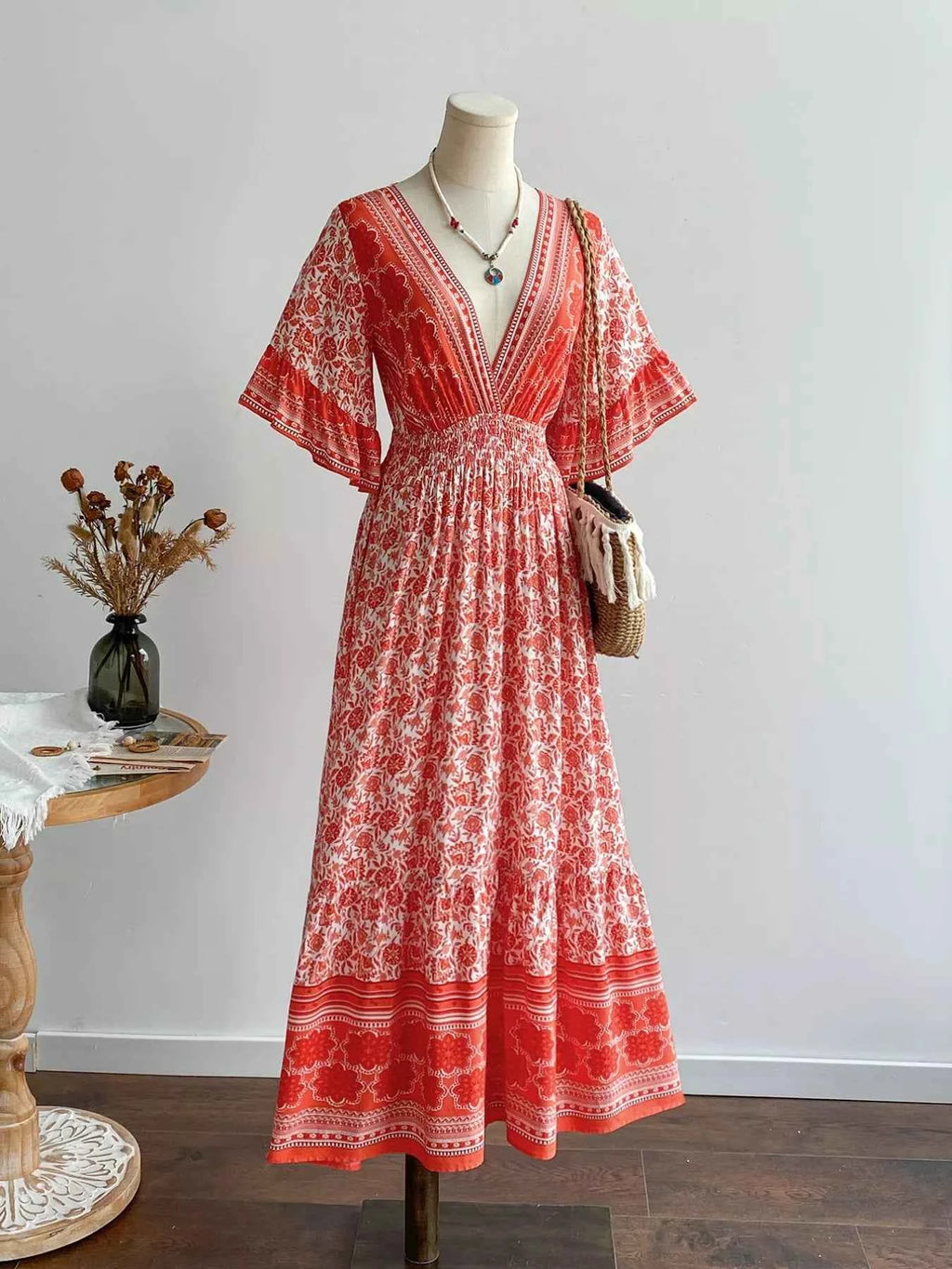 V-Neck Long Sleeve Dress