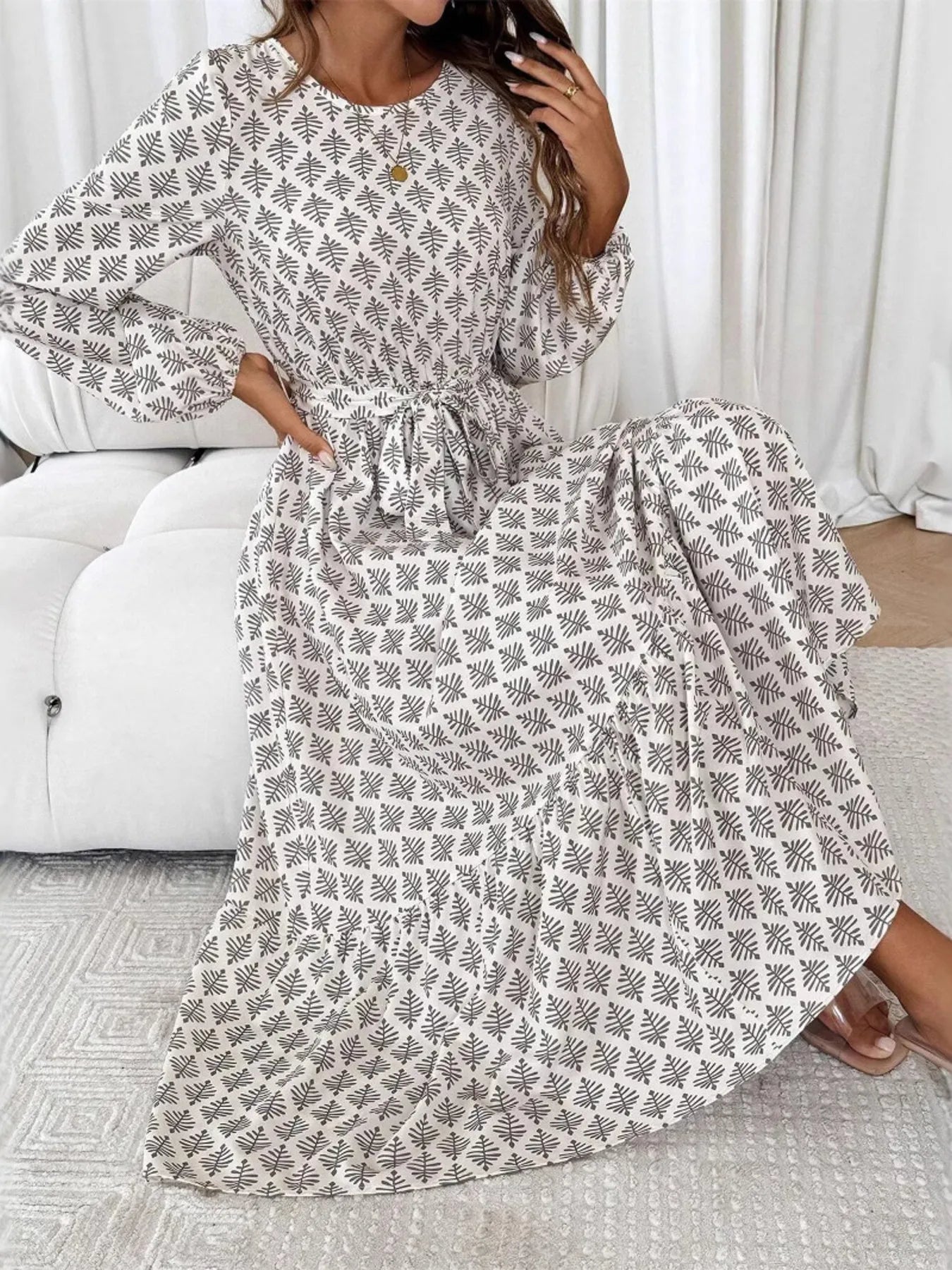 Printed Long Sleeve Dress - The Nicole - Tayan Dress Co.