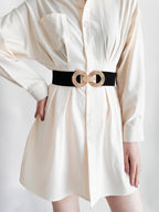 Geometric Buckle Elastic Wide Belt - TNT Dress Co.