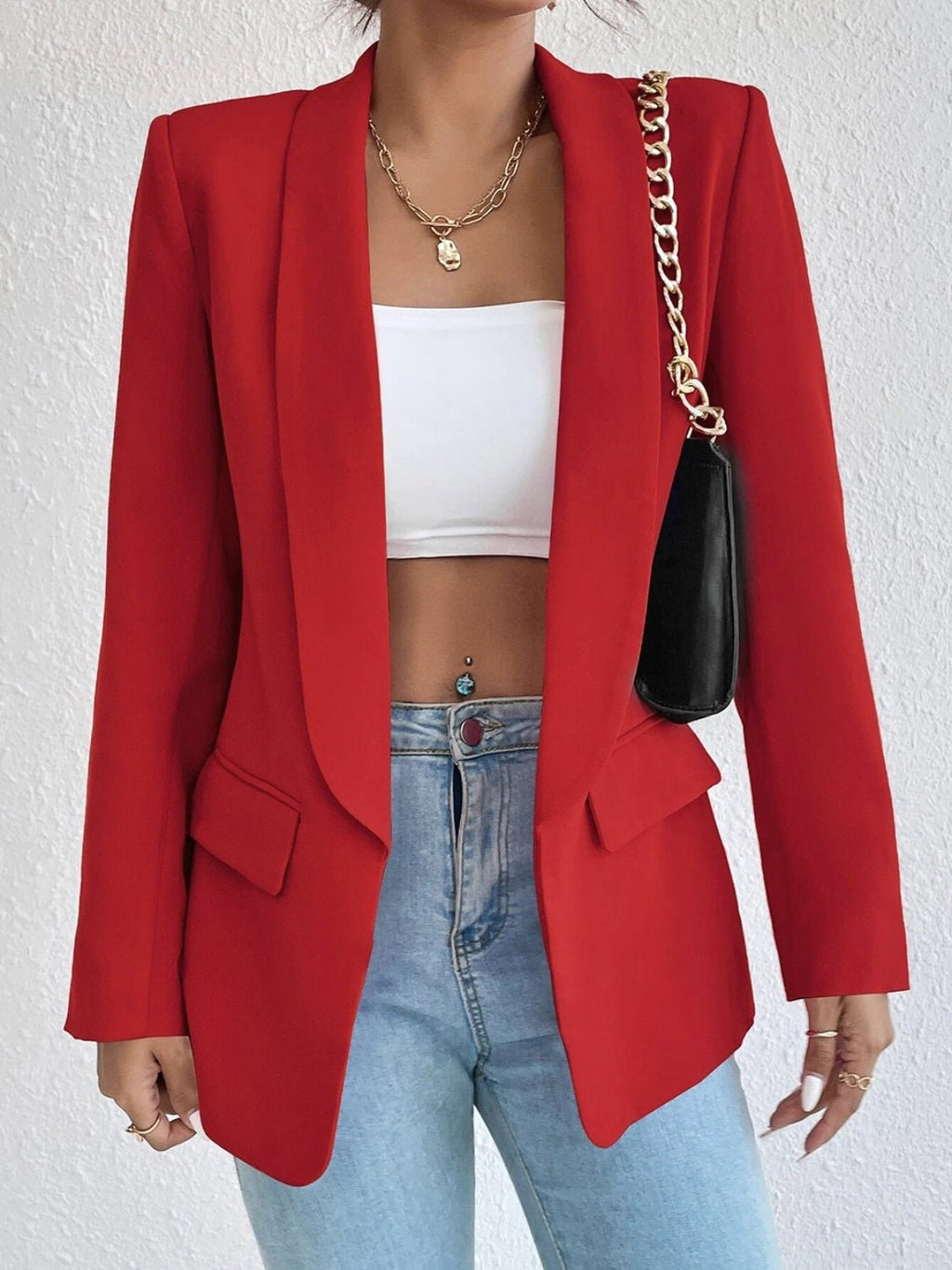 Shawl Collar Long Sleeve Blazer - TNT Dress Co.