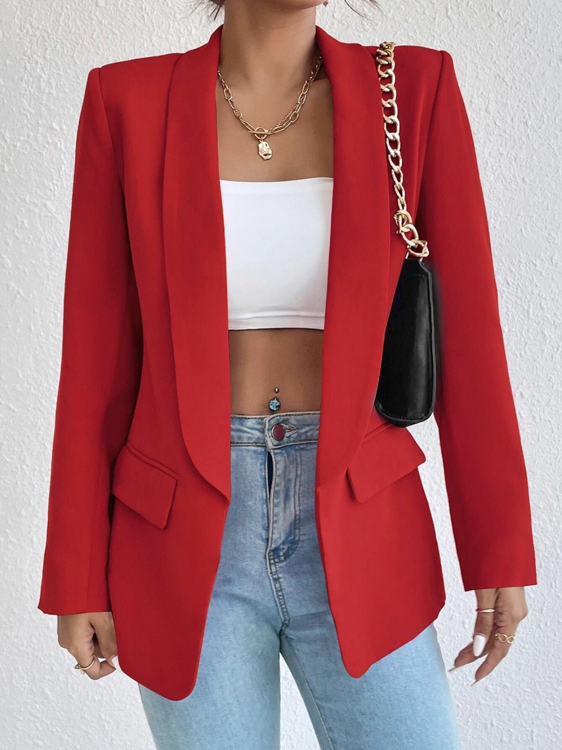 Shawl Collar Long Sleeve Blazer - TNT Dress Co.
