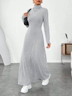 Ribbed Turtleneck Long Sleeve Maxi Knit Dress - The Nicole - Tayan Dress Co.