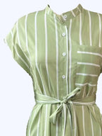 Striped Tie Waist Short Sleeve Dress - TNT Dress Co.