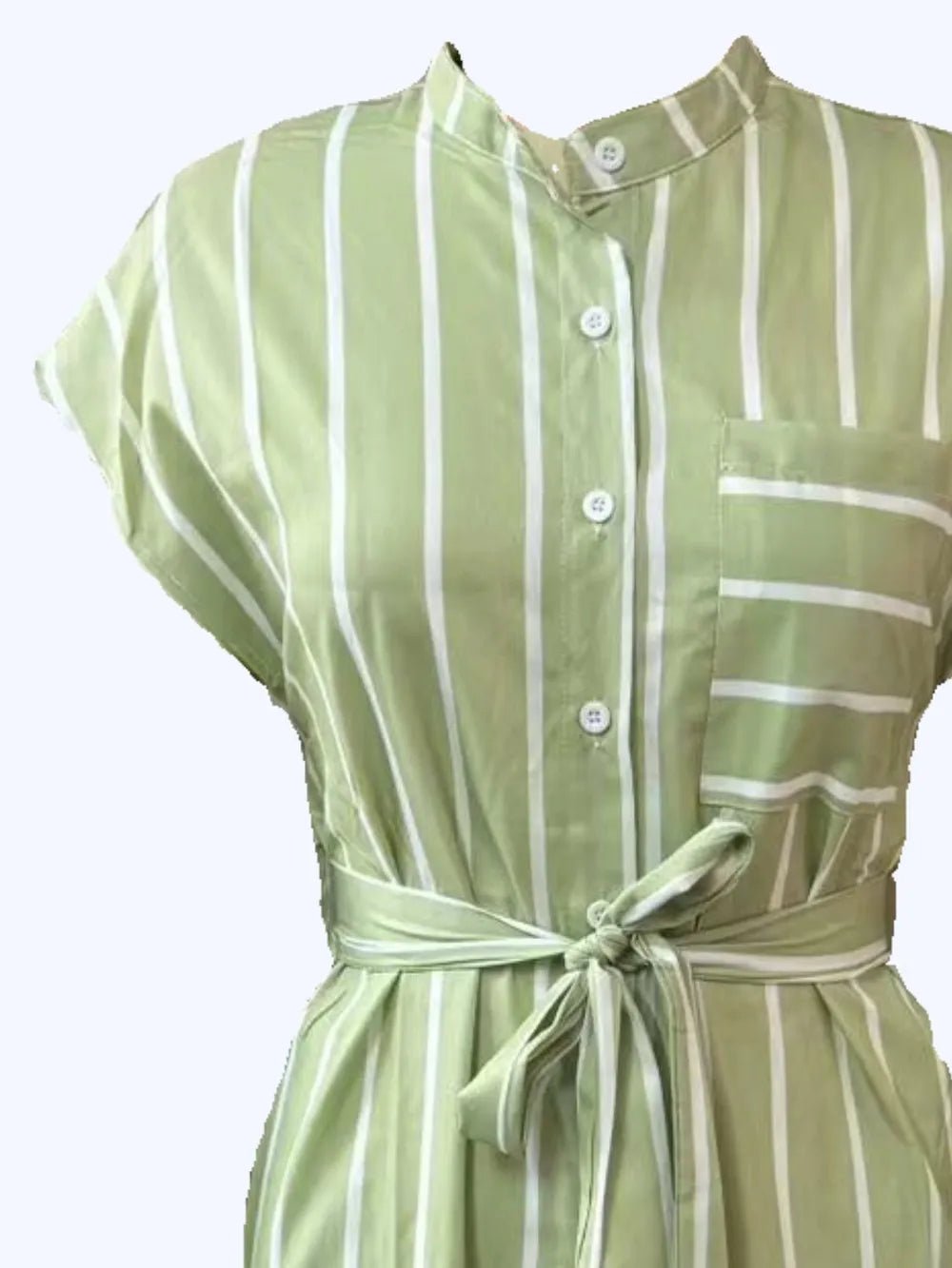 Striped Tie Waist Short Sleeve Dress - TNT Dress Co.