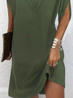 V - Neck Short Sleeve Dress - The Nicole - Tayan Dress Co.