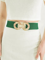 Geometric Buckle Elastic Wide Belt - TNT Dress Co.