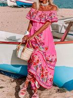 Floral Off Shoulder Ruffle Maxi Dress - TNT Dress Co.