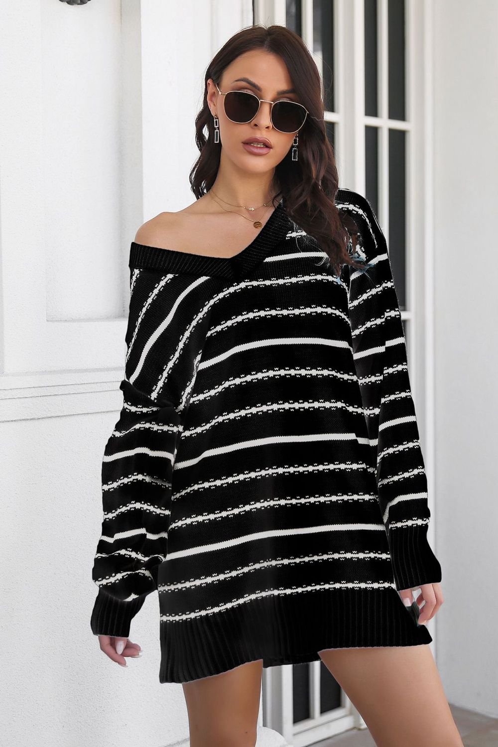 V - Neck Sweater Dress - The Nicole - Tayan Dress Co.