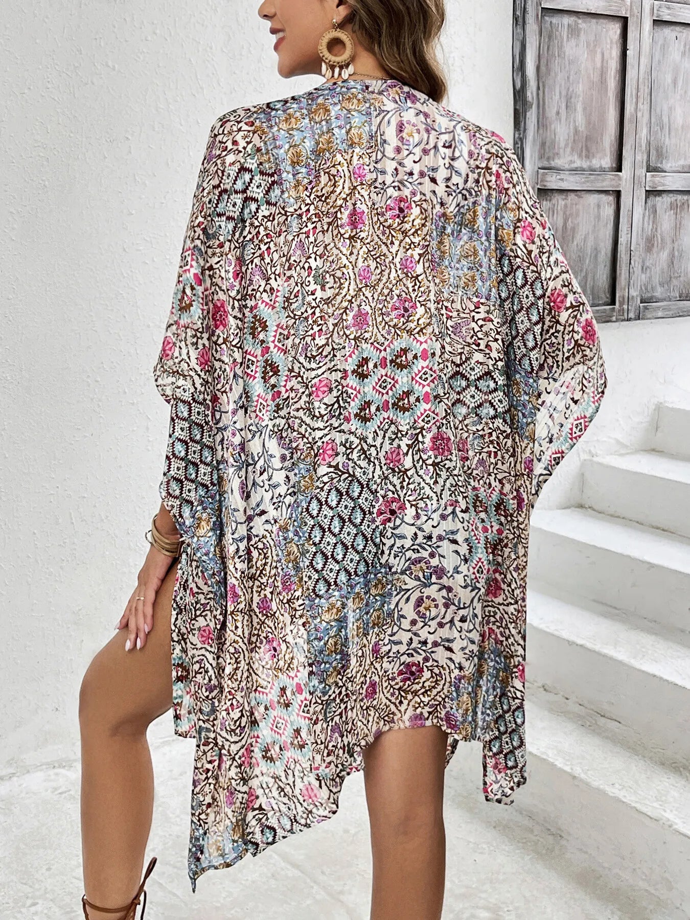 Floral Print Open Front Cover Up - TNT Dress Co.