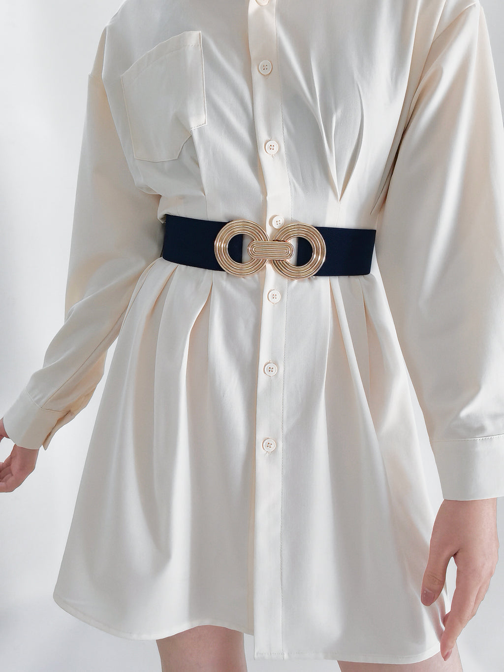 Geometric Buckle Elastic Wide Belt - TNT Dress Co.