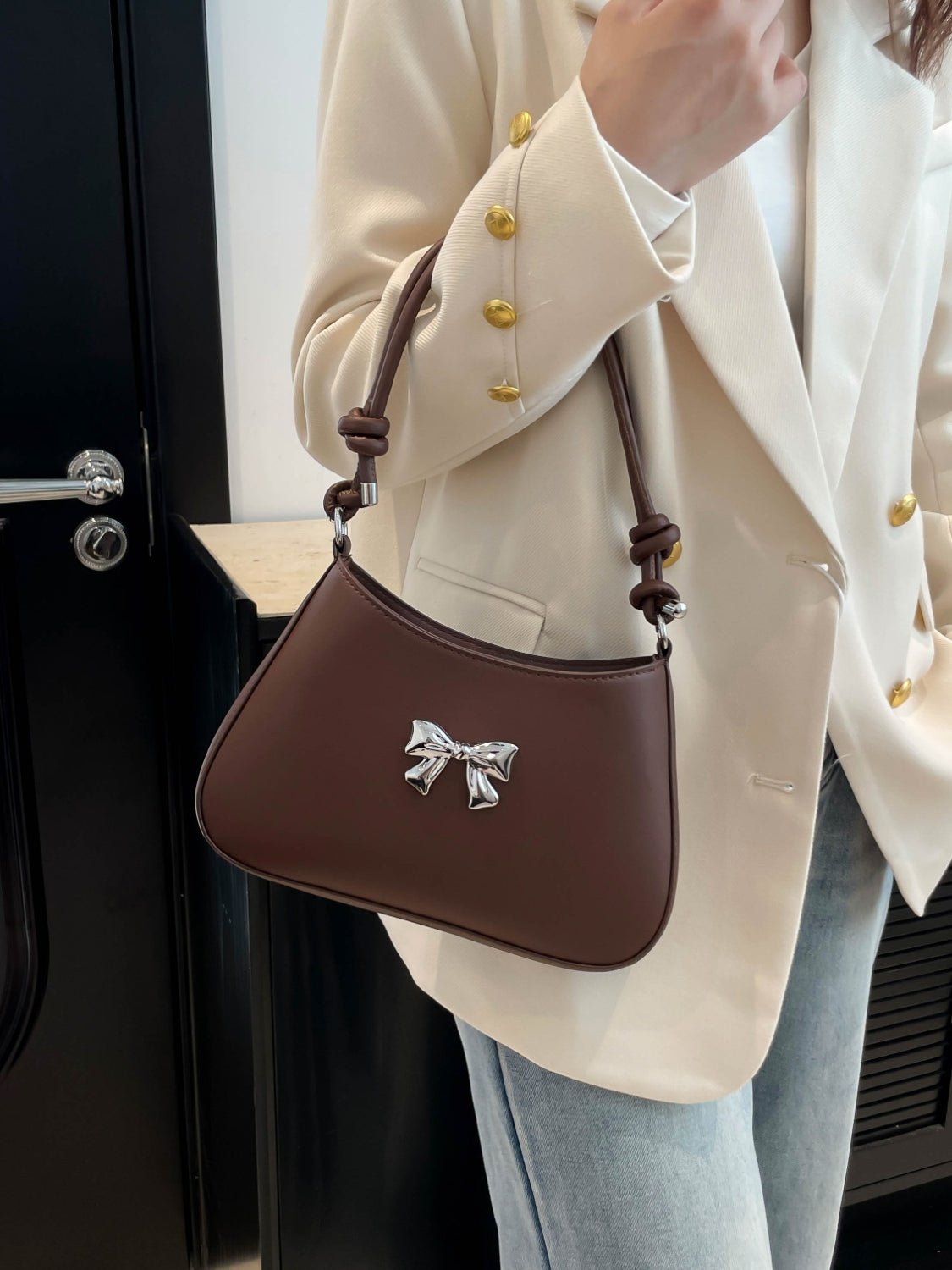 Bow - Detail PU Leather Knotted Strap Handbag - TNT Dress Co.
