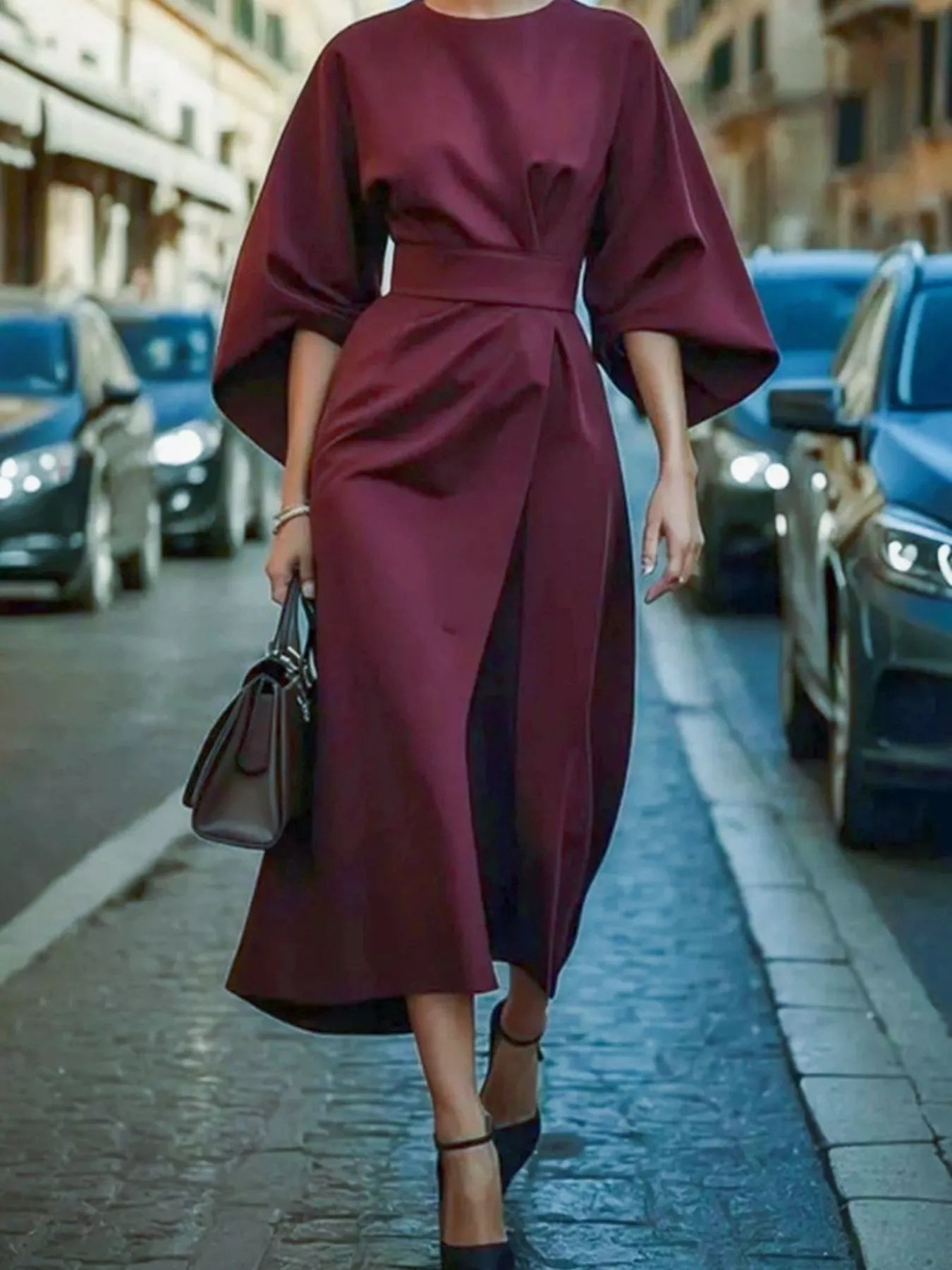 Round Neck Sleeve Dress - The Nicole - Tayan Dress Co.