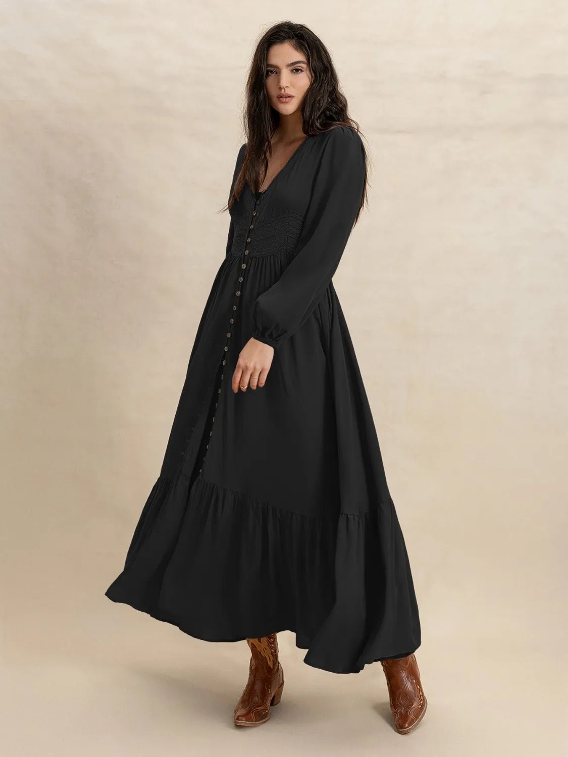 V - Neck Long Sleeve Dress - The Nicole - Tayan Dress Co.