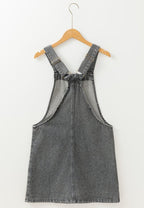 Wide Strap Button Down Denim Overall Dress - TNT Dress Co.