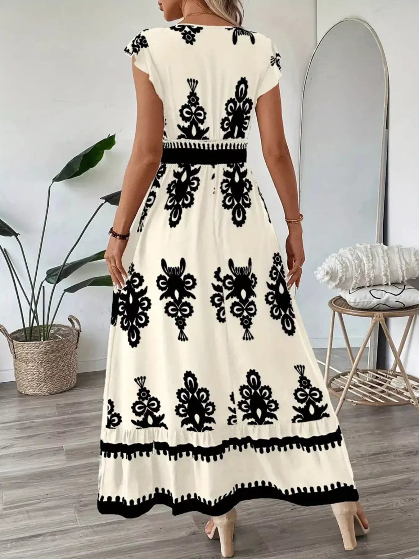 V - Neck Ruffled Sleeve Dress - The Nicole - Tayan Dress Co.