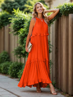 Ruffled Sleeveless Tiered Maxi Dress with Pockets - TNT Dress Co.