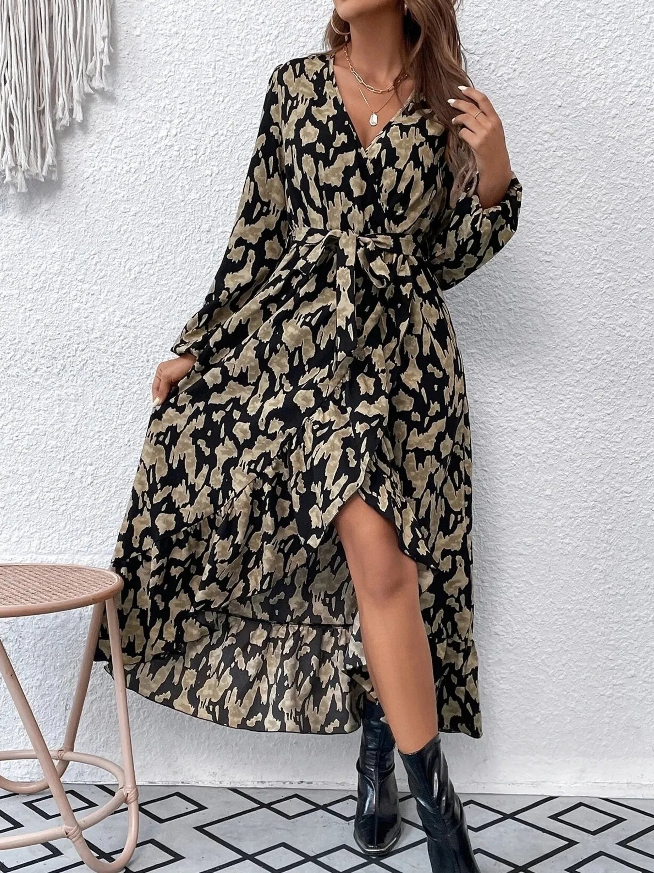 Leopard Sleeve Dress - The Nicole - Tayan Dress Co.
