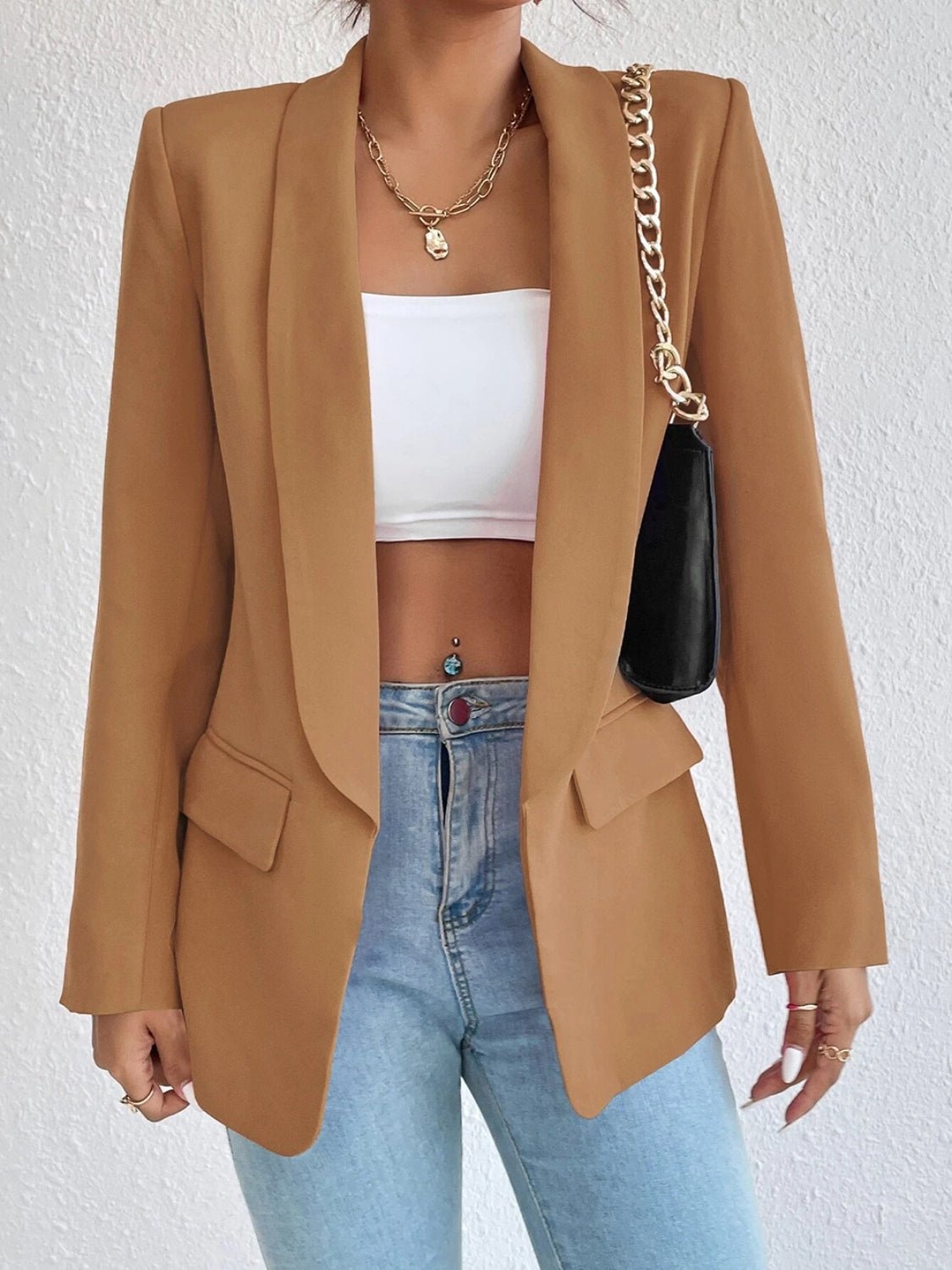 Shawl Collar Long Sleeve Blazer - TNT Dress Co.