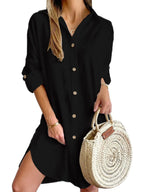 Button Down Long Sleeve Shirt Dress - TNT Dress Co.
