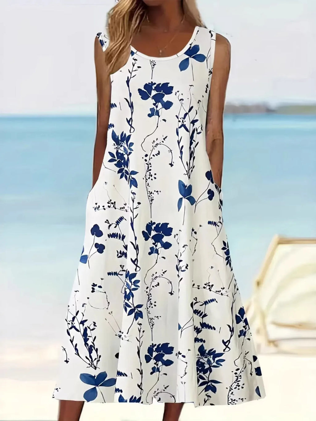 Printed Sleeveless Summer Midi Dress - TNT Dress Co.