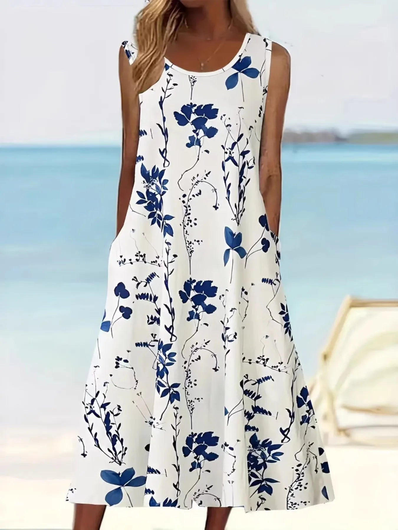 Printed Sleeveless Summer Midi Dress - TNT Dress Co.