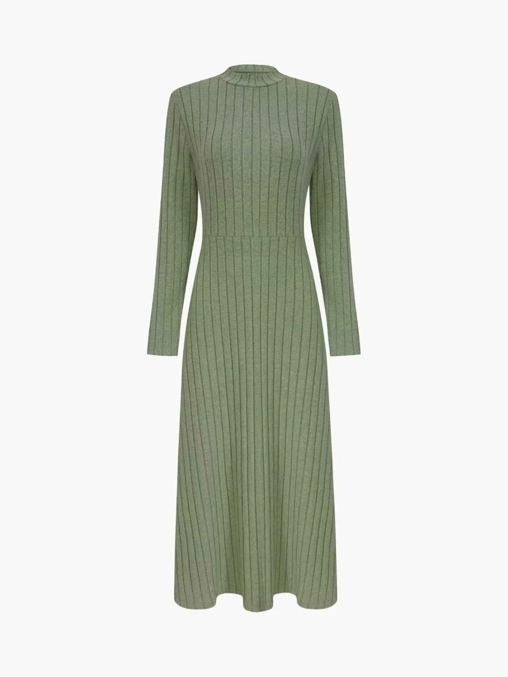 Ribbed Knit Long Sleeve Midi Dress