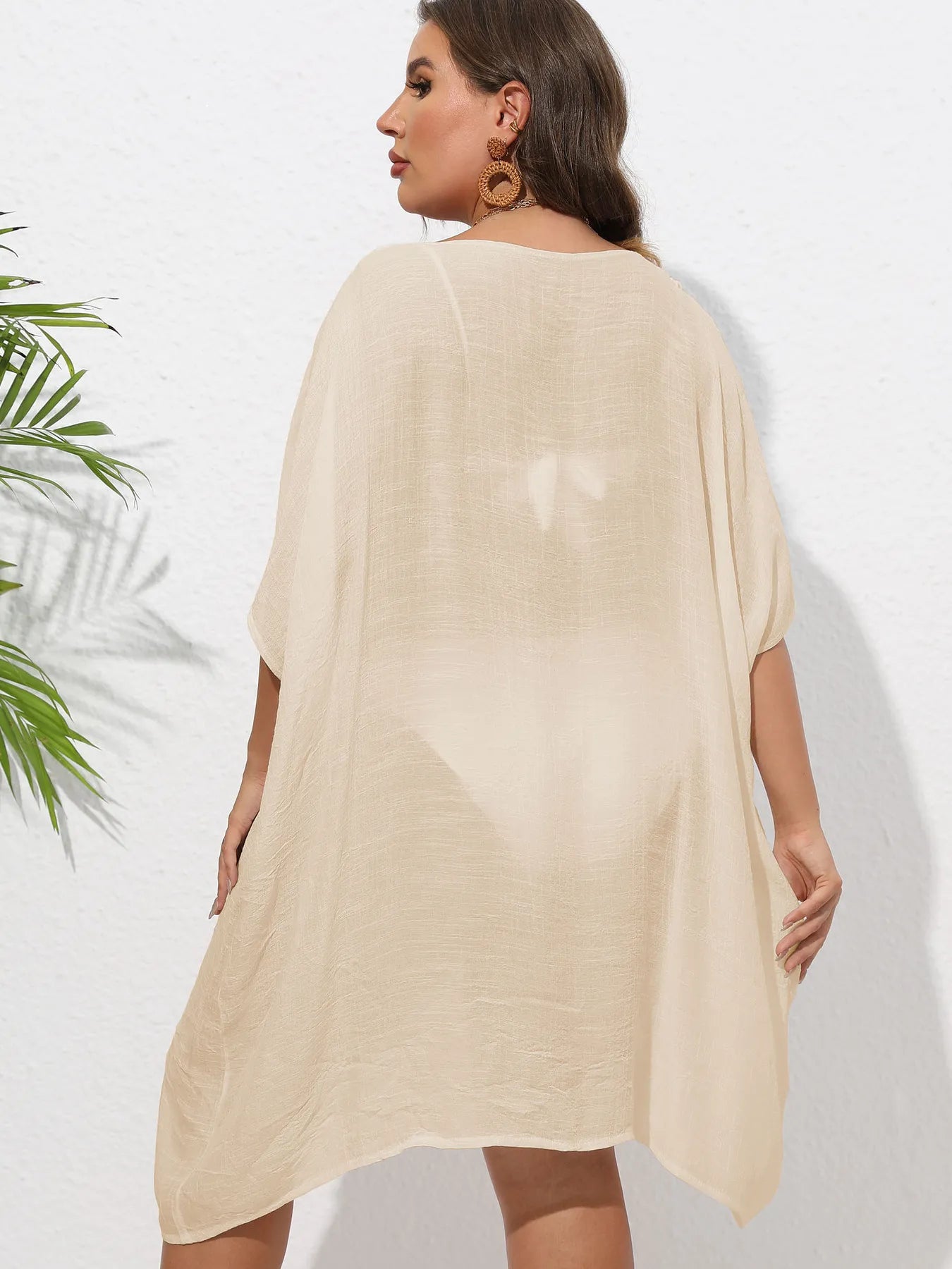 Crochet Trim V - Neck Beach Cover Up Dress - TNT Dress Co.