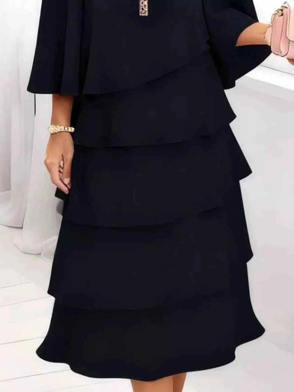 Ruffled Layered Sleeve Dress