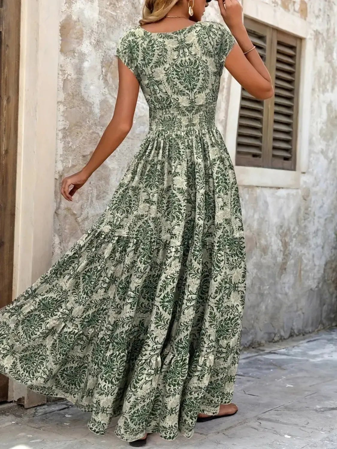Vintage Floral Cap Sleeve Maxi Dress - TNT Dress Co.