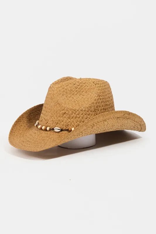 Beaded Straw Western Cowboy Hat - The Nicole - Tayan Dress Co.