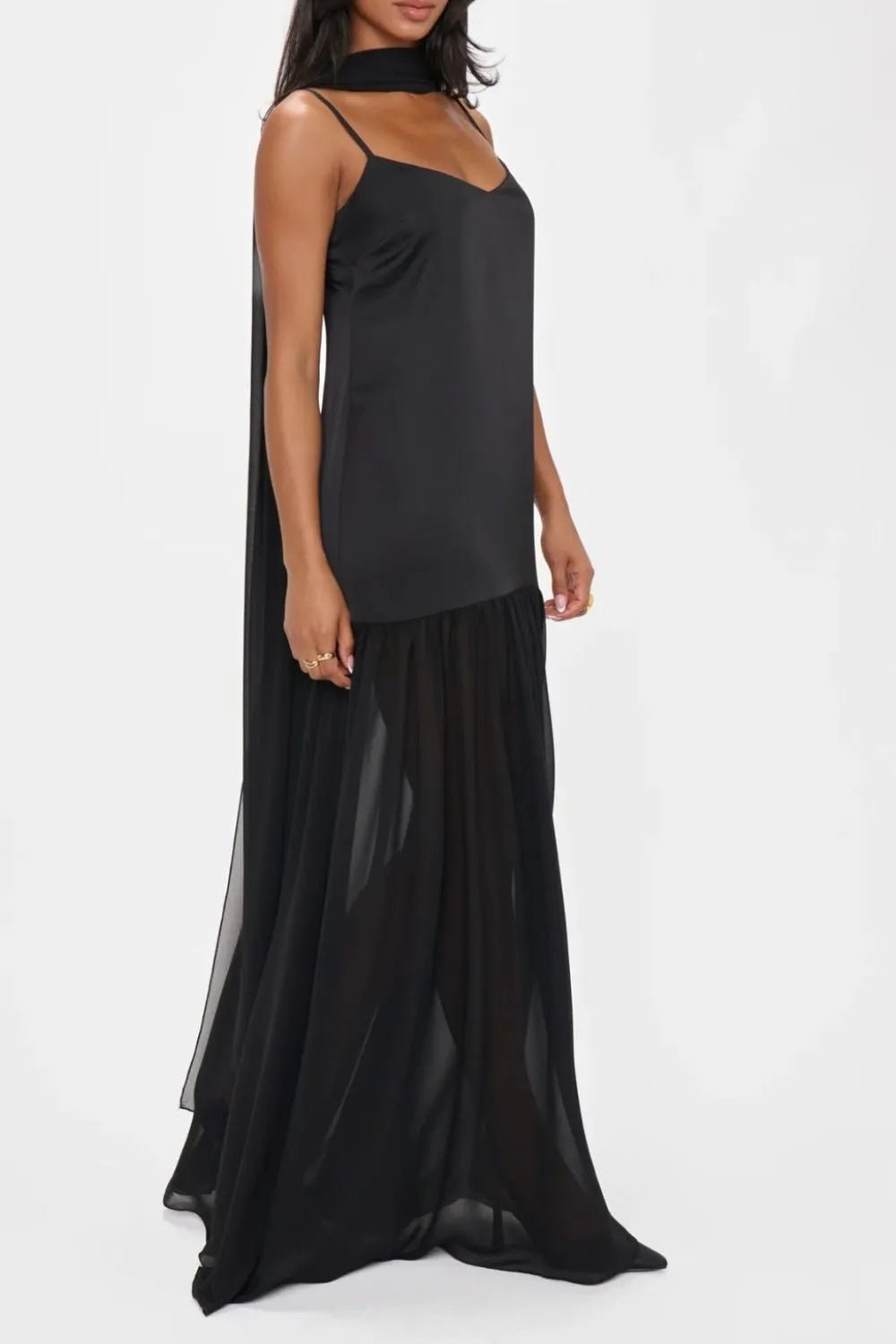 Adjustable Strap Maxi Cami Dress with Scarf - TNT Dress Co.