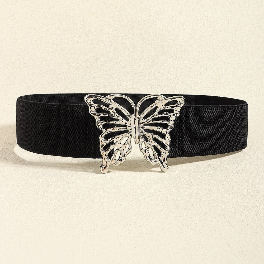 Butterfly Design Alloy Buckle Elastic Waist Belt - TNT Dress Co.