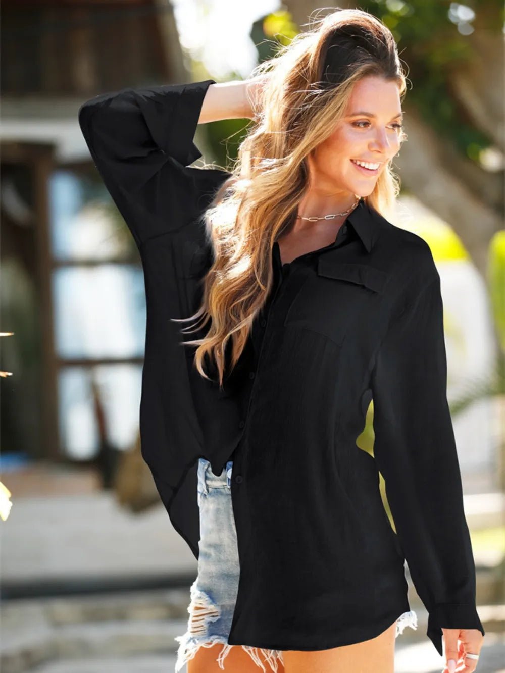 Pocketed Dropped Shoulder Cover Up - TNT Dress Co.