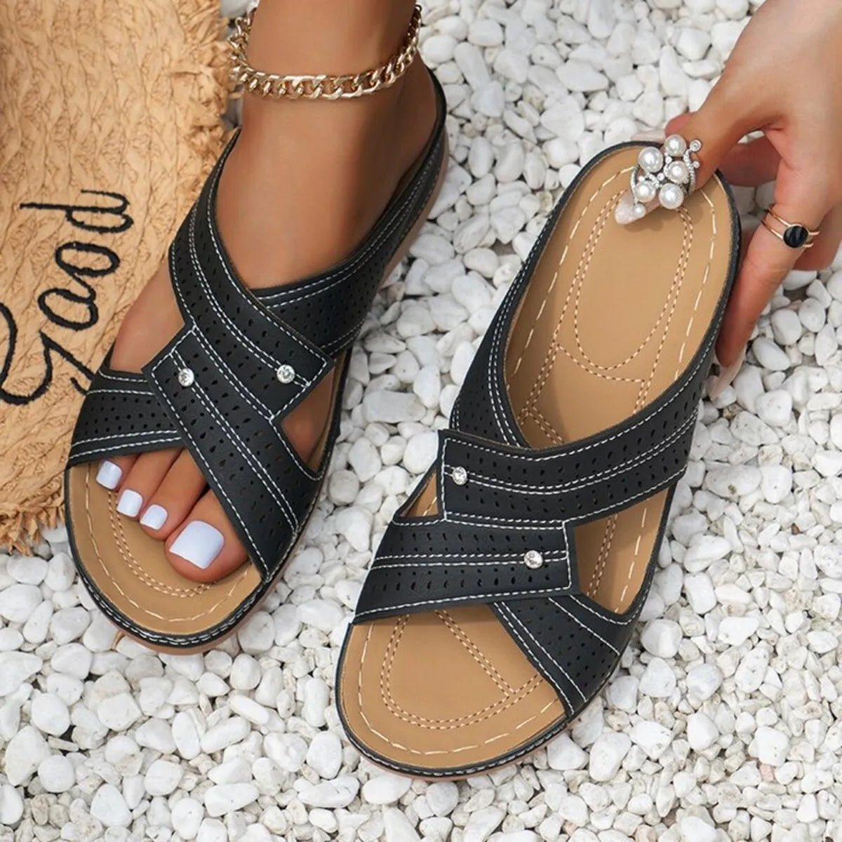 Open Toe Wedge Sandals - The Nicole - Tayan Dress Co.