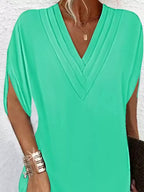 V - Neck Short Sleeve Dress - The Nicole - Tayan Dress Co.