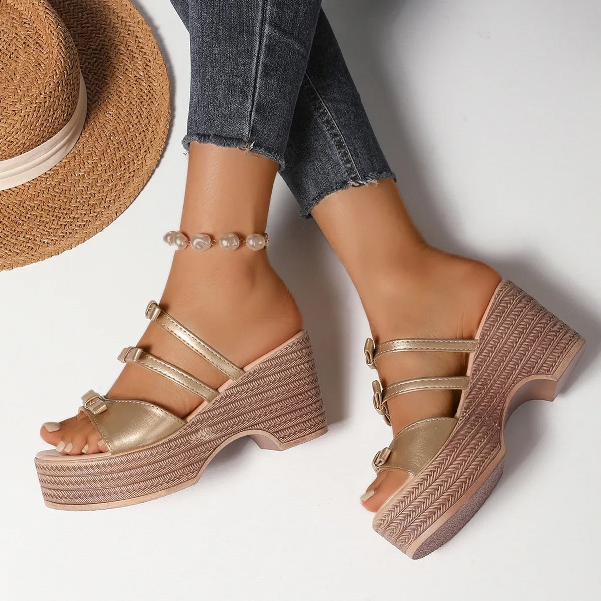 Strappy Platform Wedge Sandals - The Nicole - Tayan Dress Co.