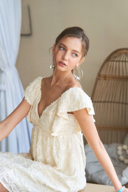 ADORA Tie Back V - Neck Ruffle Sleeve Dress - TNT Dress Co.