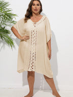 Crochet Trim V - Neck Beach Cover Up Dress - TNT Dress Co.